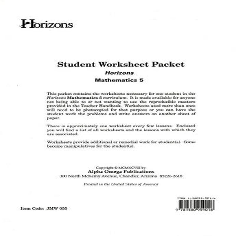 Horizons Math 5: Student Worksheet Packet