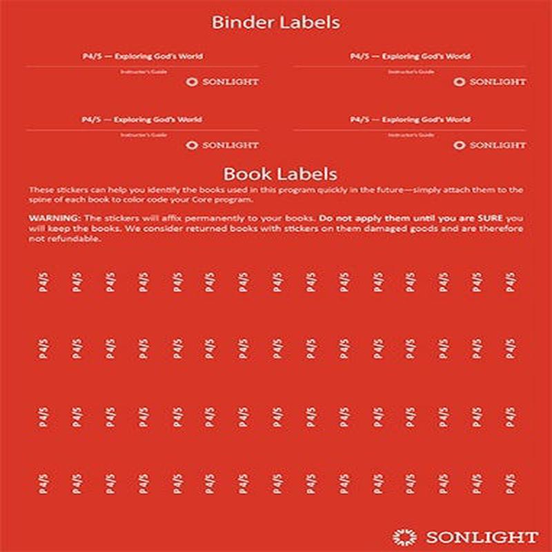 Sheet of Book Labels Pre-K