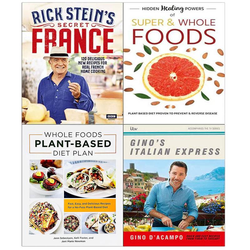 Rick Steins(HB), Hidden Healing Powers, Whole Foods Plant- Based Diet Plan, Gino's Italian 4 Books Collection Set