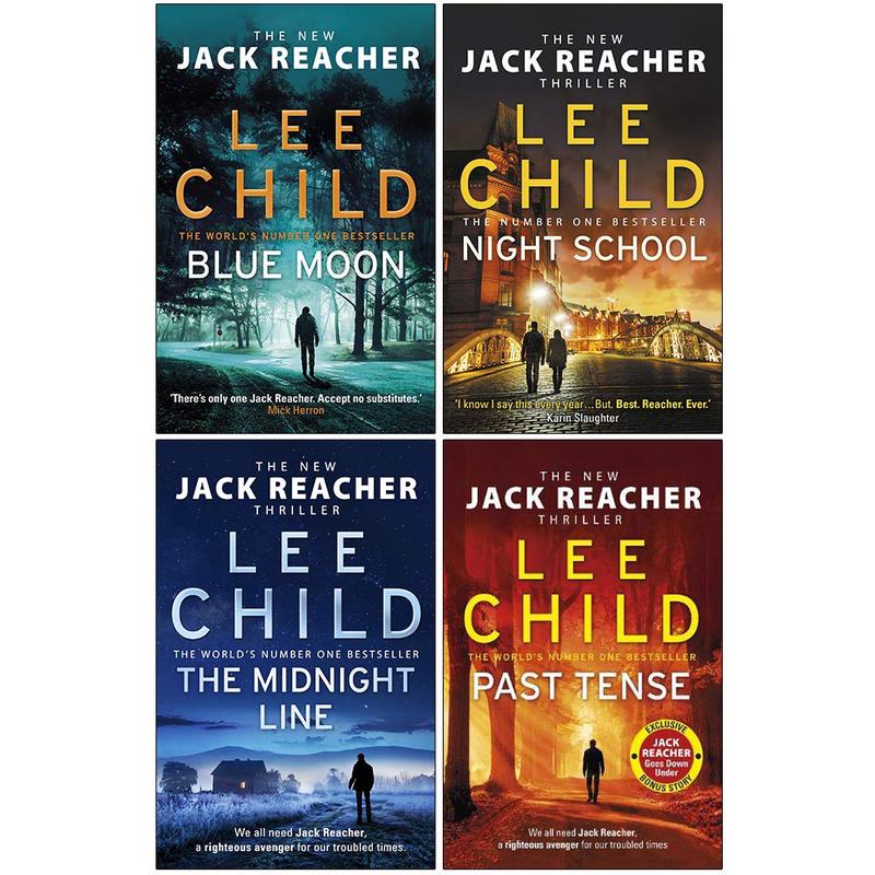 Lee Child Jack Reacher Series 5: 4 Books Set (Blue Moon [Hardcover], Night School, The Midnight Line, Past Tense)