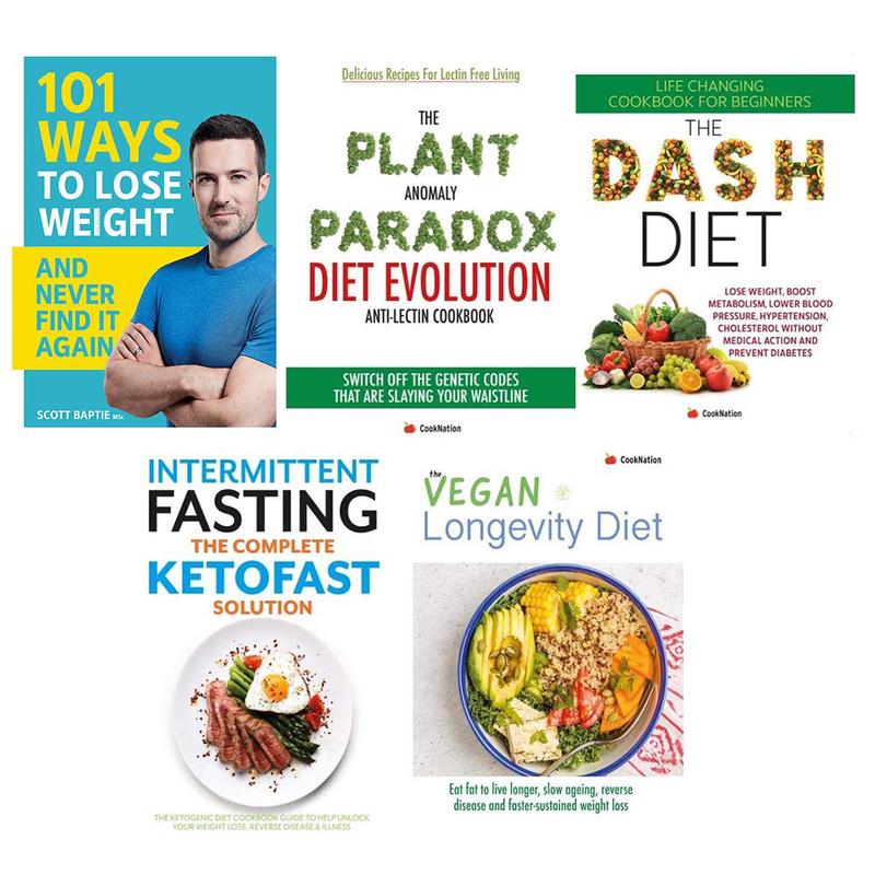 101 ways , plant, dash diet, intermittent , vegan  5 books collection set