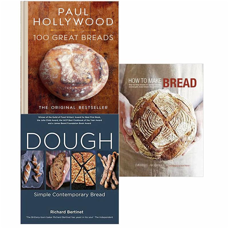 100 Great Breads (Hardcover), How to Make Bread (Hardcover), Dough Collection 3 Books Set