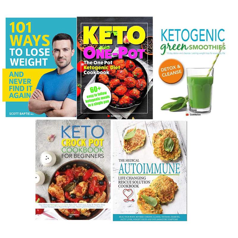 101 ways to lose weight, one pot ketogenic diet, ketogenic green smoothies, keto crock pot cookbook, medical autoimmune 5 books collection set