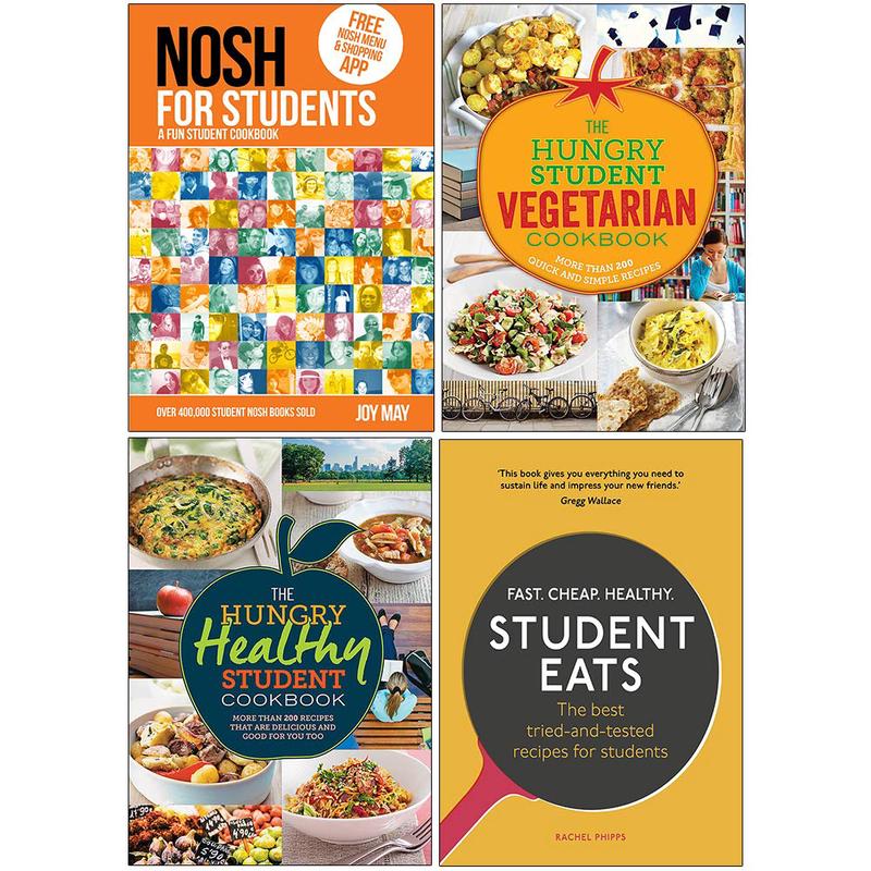NOSH for Students, The Hungry Student Vegetarian Cookbook, The Hungry Healthy Student Cookbook, Student Eats 4 Books Collection Set