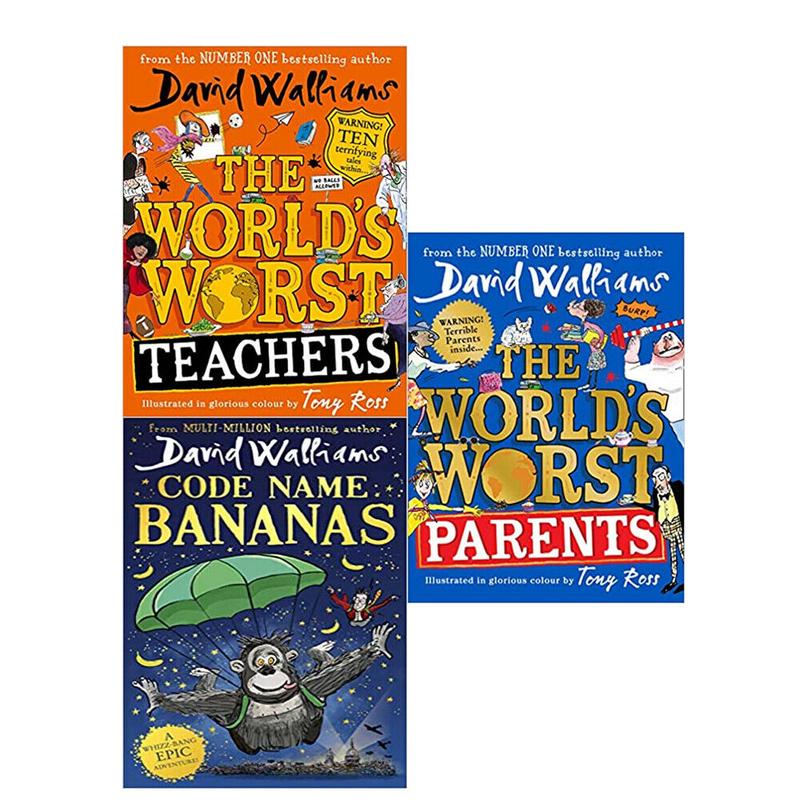 David Walliams 3 Books Collection Set The Worlds Worst Teachers,Parents,Code