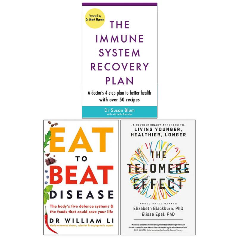 The Immune System Recovery Plan, Eat To Beat Disease, The Telomere Effect 3 Books Collection Set