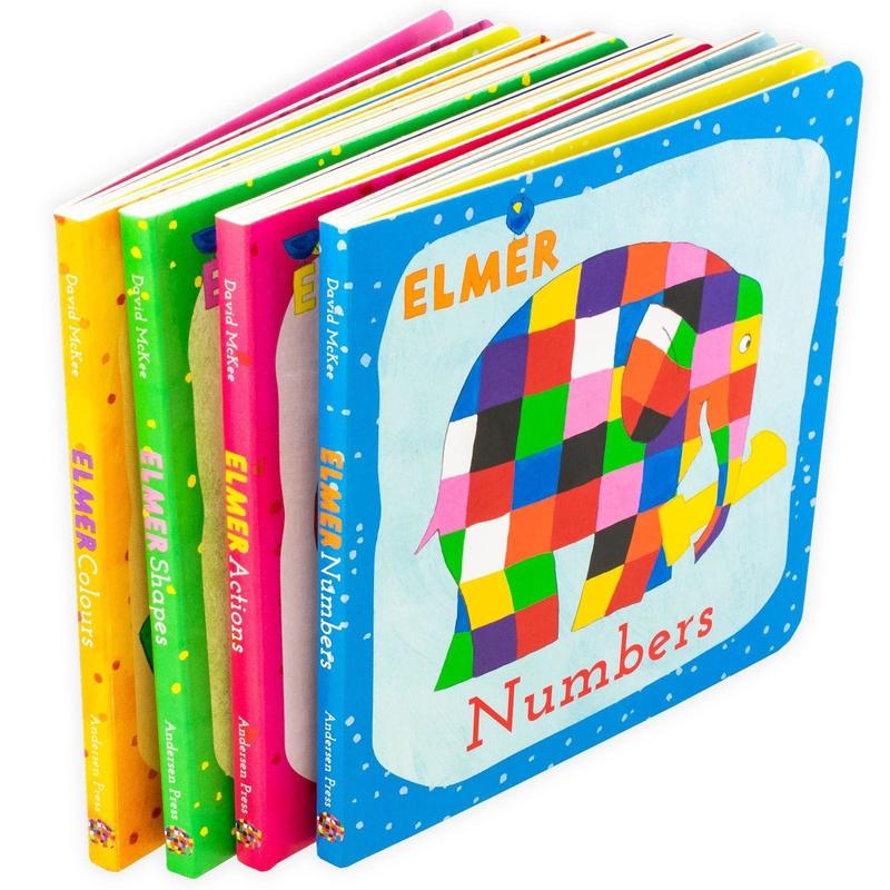 Learn with Elmer 4 Book Collection - Ages 0-5 - Board Books - David McKee