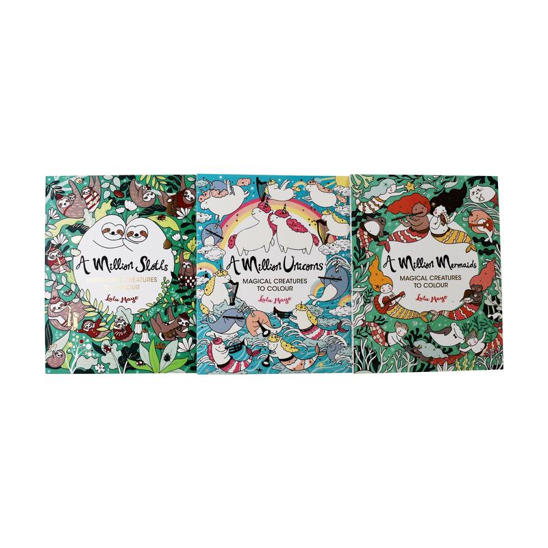 A Million Creatures Unicorn, Sloths and Mermaids to Colour Series 3 Books Collection By Lulu Mayo - Age 7-9 - Paperback