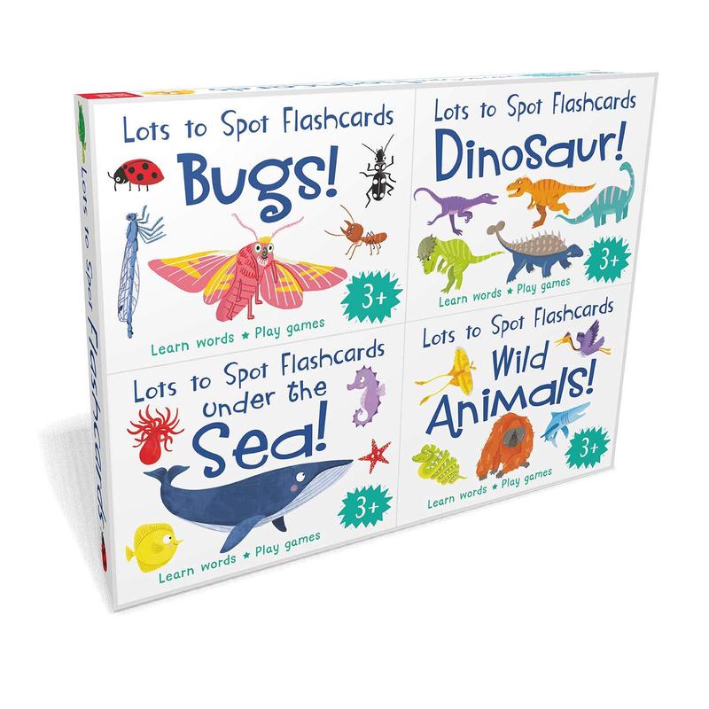 Lots to Spot Flashcards Tray 4 Pack Busy Animals, Dinosaurs, Bugs, Under the Sea - Ages 3-5 - Hardcover