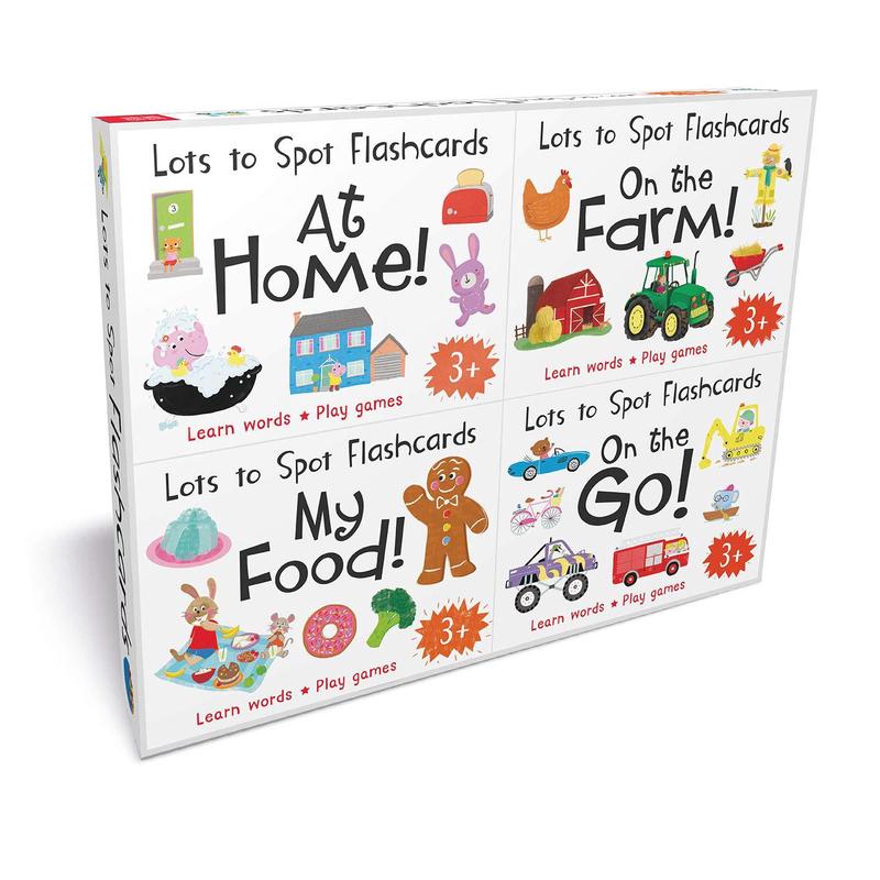 Lots to Spot Flashcards Tray Busy World 4 Pack My food, At Home, On the Go, On the Farm - Age 3-5 - Hardcover