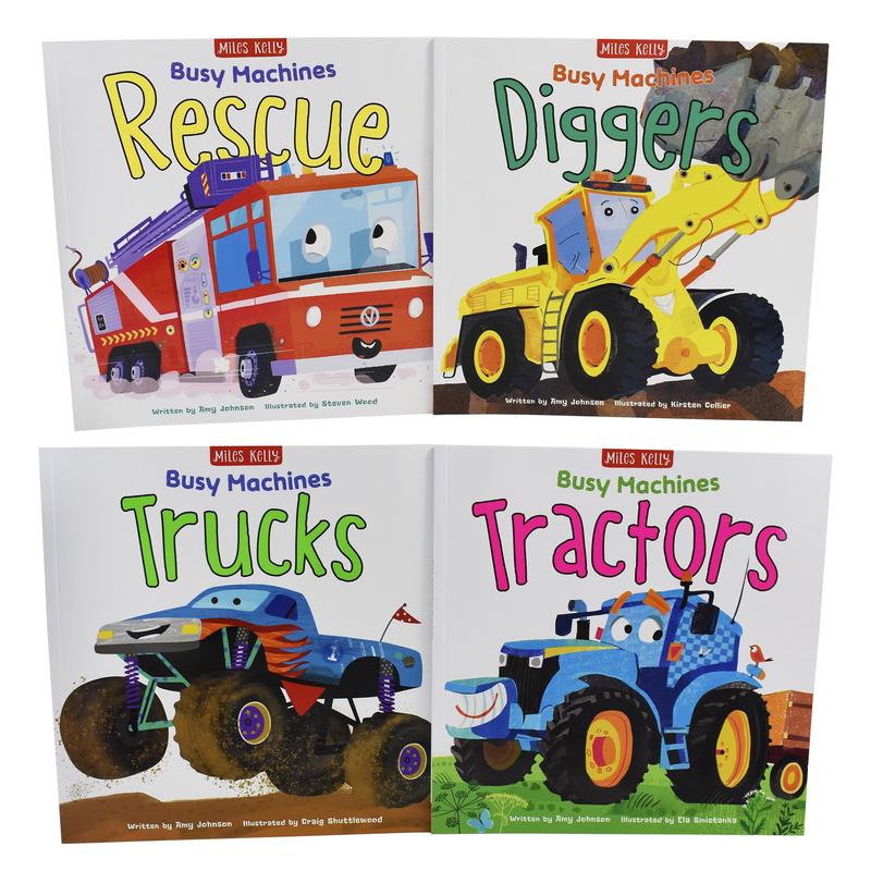 Busy Machines 4 Books Bag Collection - Ages 0-5 - Paperback - Miles Kelly