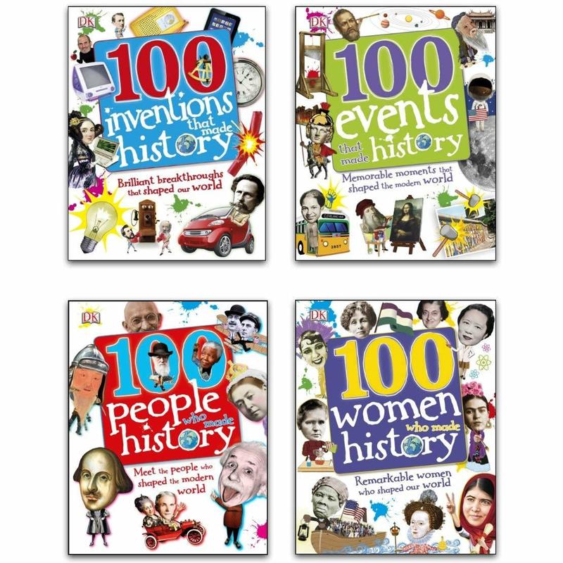 100 History Series 4 Books Collection Set (History, Events , Inventions, Women)