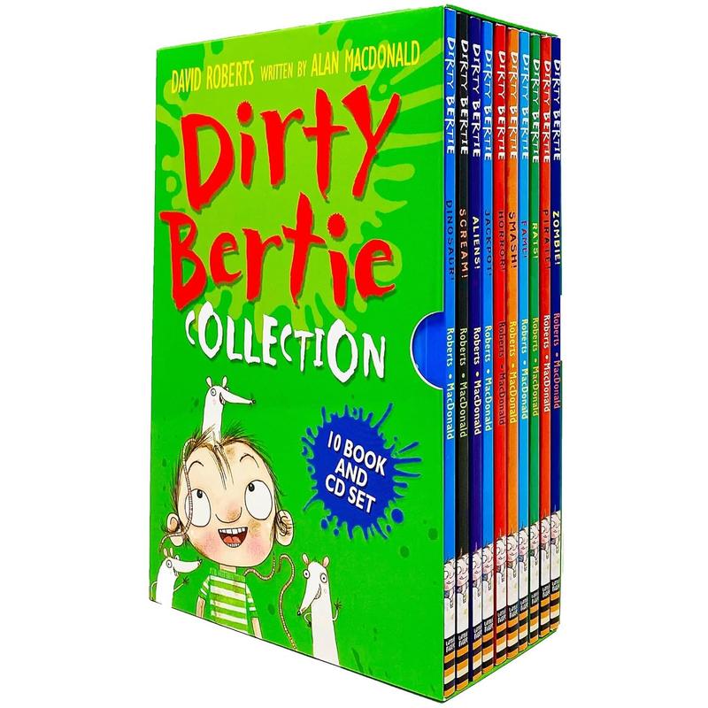 Dirty Bertie Collection 10 Books & CD Box Set by Alan MacDonald (Zombie, Pirate, Rats, Fame, Smash, Horror, Jackpot, Aliens, Scream & Dinosaur)