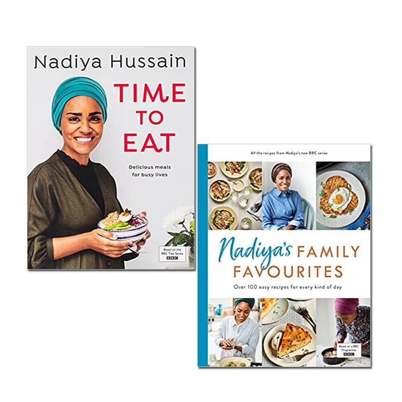 Nadiya Hussain 2 Books Collection Set Nadiyas Family Favourites, Time to Eat