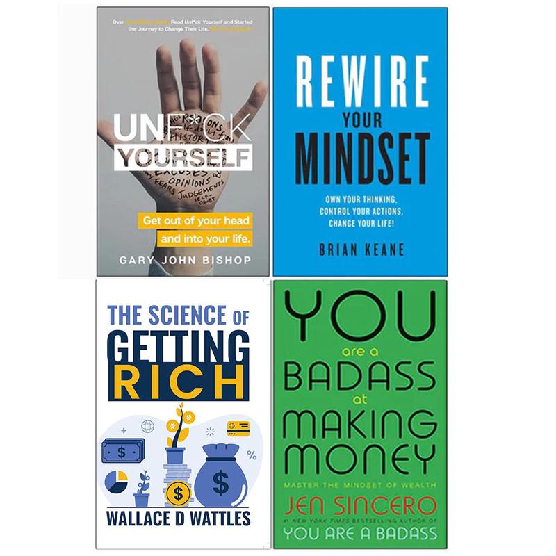 Unf*ck Yourself, Rewire, The Science of Getting Rich, You Are a Badass 4 Books Collection Set