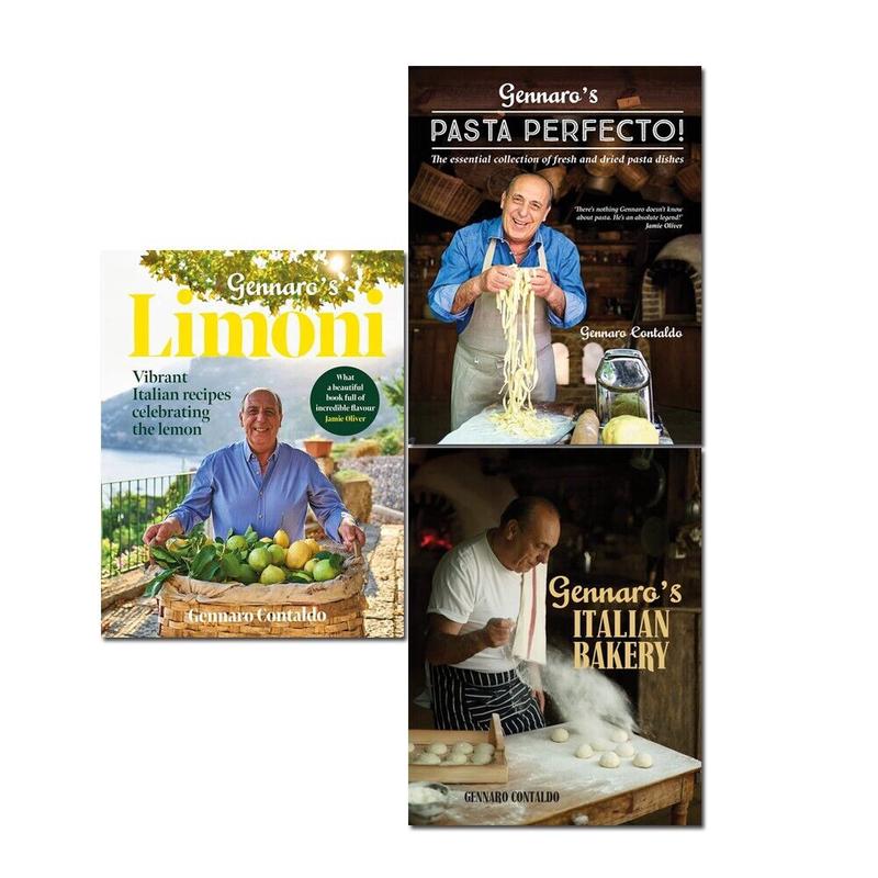 Gennaro Contaldo 3 Books Collection Set Gennaro's Limoni, Italian Bakery, Pasta Perfecto