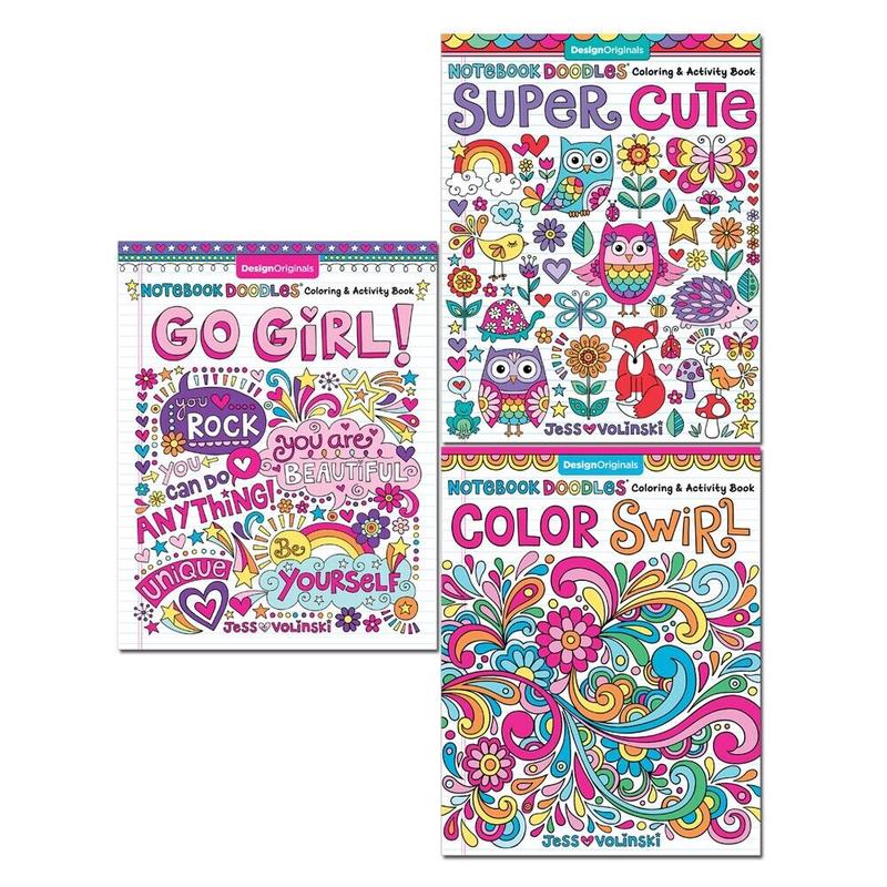 Jess Volinski Notebook Doodles Coloring & Activity Book Collection 3 Books Set