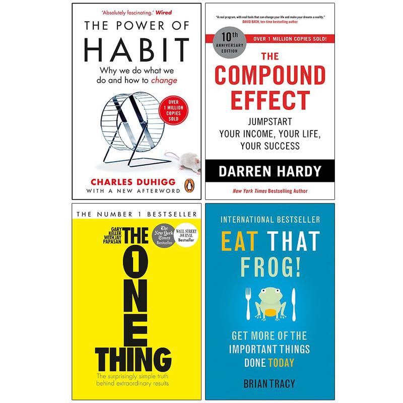 The Power of Habit, The Compound Effect, The One Thing & Eat That Frog 4 Books Collection Set