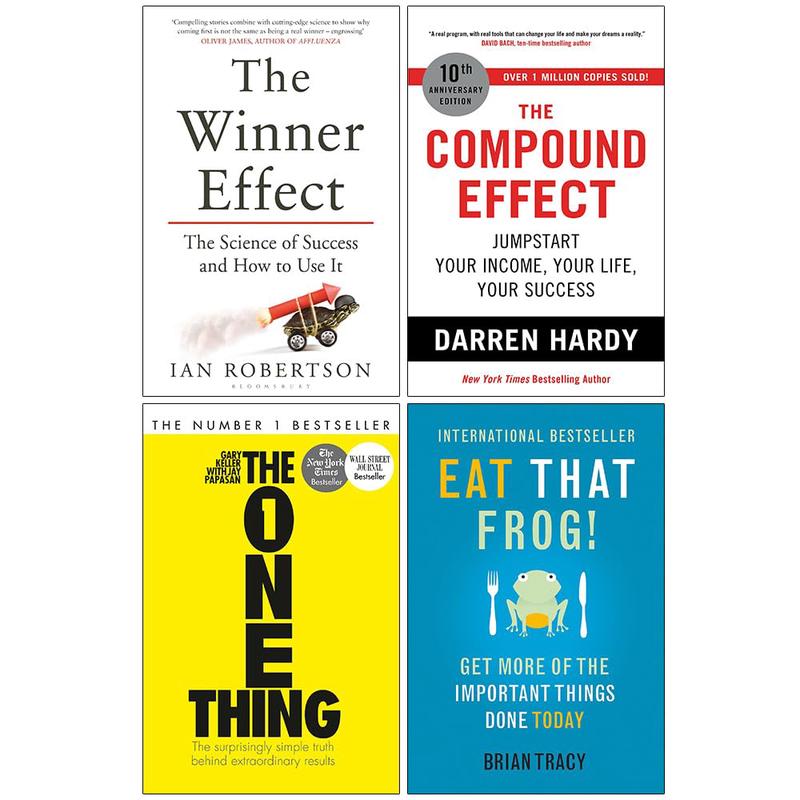 The Winner Effect, The Compound Effect, The One Thing & Eat That Frog 4 Books Collection Set