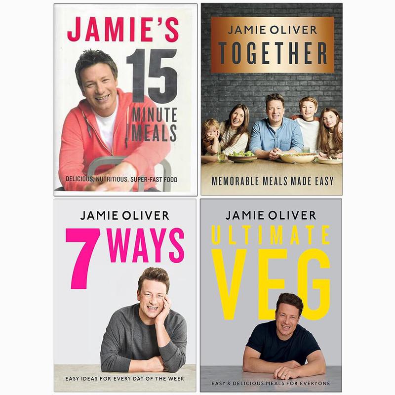 Jamie Oliver 4 Books Collection Set (Jamie's 15-Minute Meals, Ultimate Veg, 7 Ways, Together)