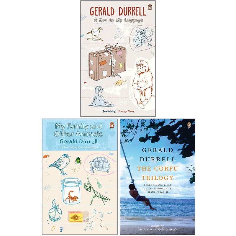 Gerald Durrell Collection 3 Books Set (A Zoo in My Luggage, My Family and Other Animals)