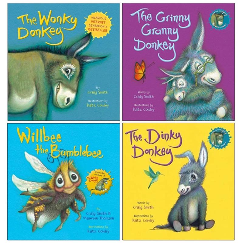 Wonky Donkey Series 4 Books  Set By Craig Smith (The Wonky Donkey, Willbee the Bumblebee, The Dinky Donkey & The Grinny Granny Donkey )