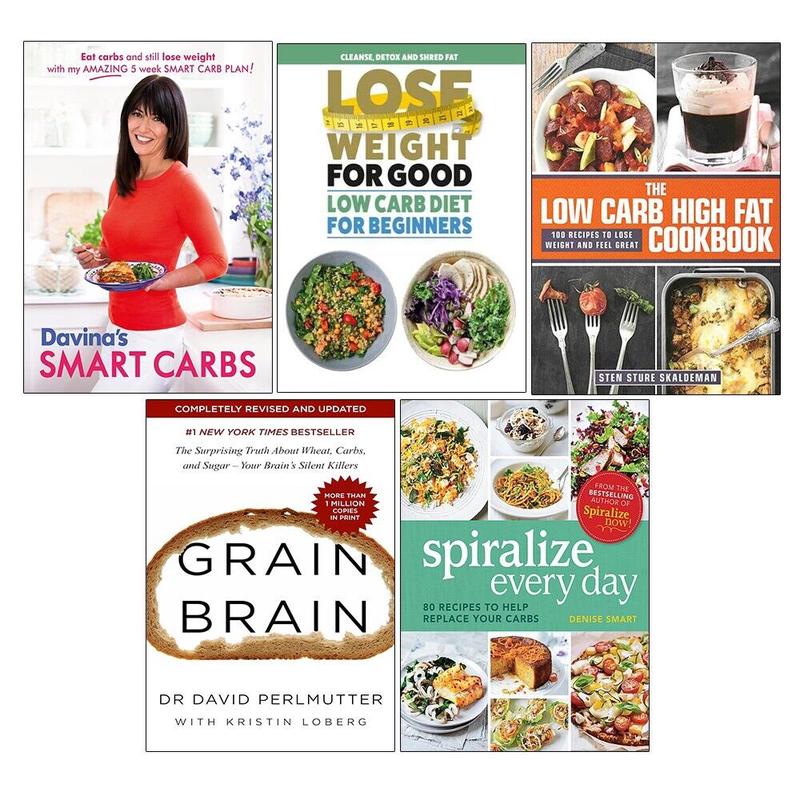 Davinas Smart Carbs,Low Carb,High Fat,Grain Brain,Spiralize Everyday 5 Books Set