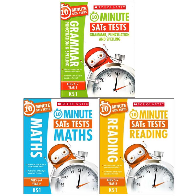 10 Minute SATs Tests KS1 Year 2 Ages 6-7 Collection 3 Books Set (Grammar, Punctuation & Spelling)