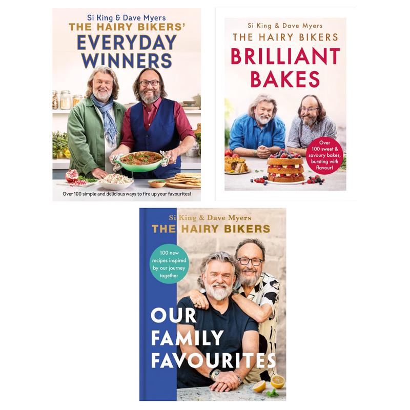 The Hairy Bikers 3 Books Set By  Hairy Bikers ( Our Family Favourites, Brilliant Bakes, Everyday Winners) (HB)