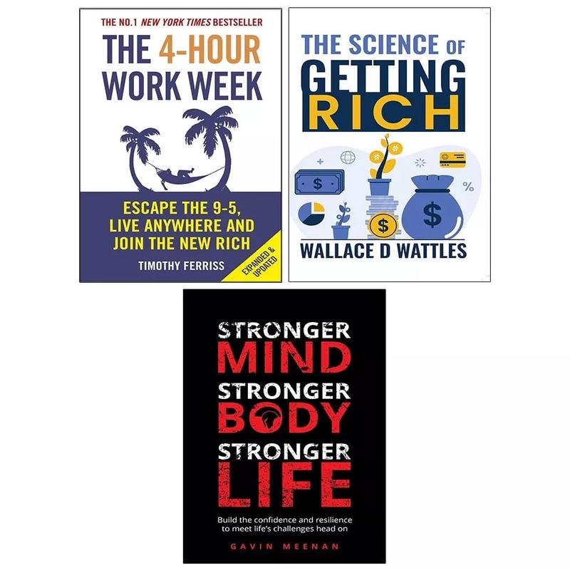 4-Hour Work Week, Stronger Mind Body Life, Science of Getting Rich 3 Books Set