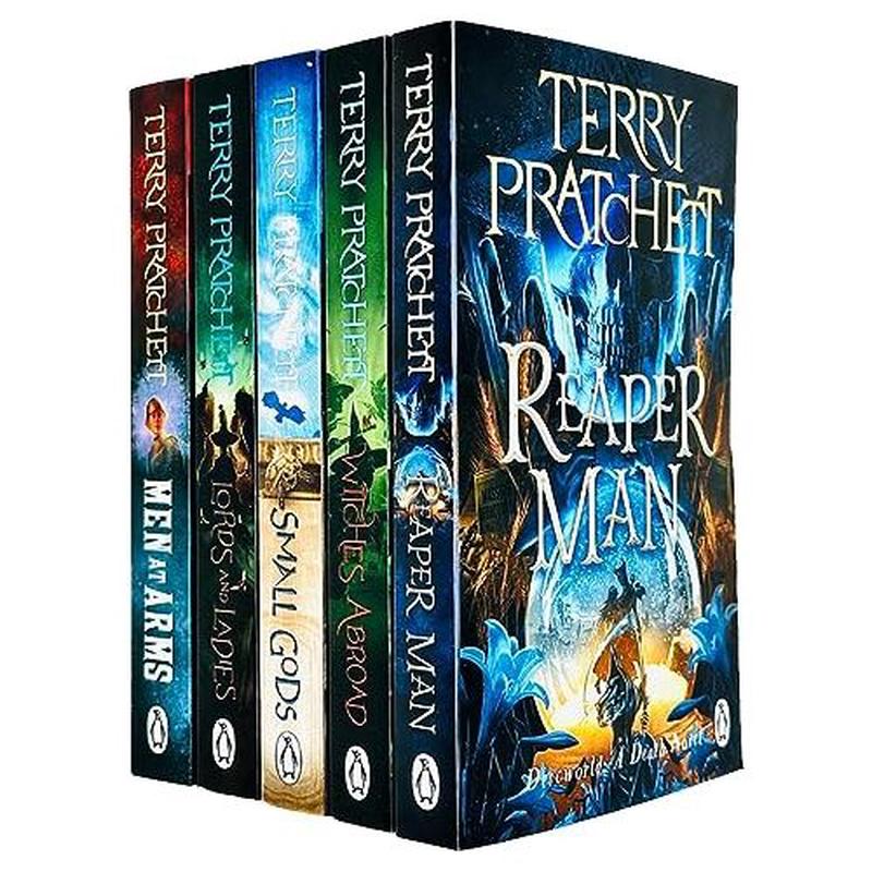 (NEW COVER) Terry Pratchett Discworld Novels Series 3 - 5 Books Collection Set (Reaper Man, Witches Abroad, Small Gods, Lords And Ladies, Men At Arms)
