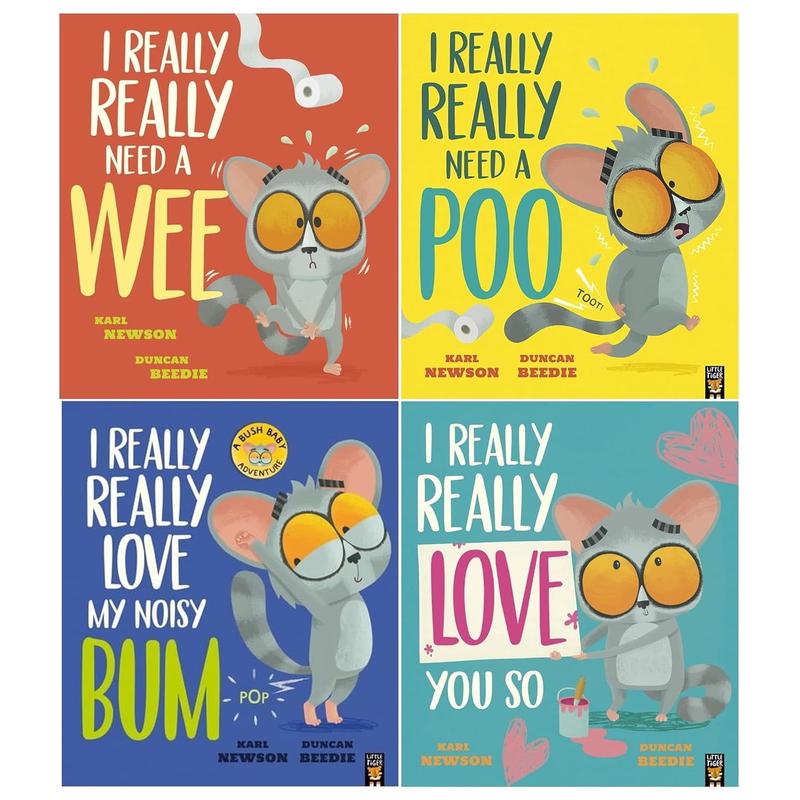 Bush Baby Adventures 4 Books Set by Karl Newson, Duncan Beedie Need a Poo, Love my Noisy Bum