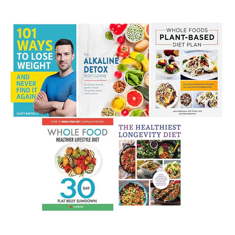 101 Ways to Lose Weight, Alkaline Detox, Whole Foods Plant- Based Diet Plan, The Healthiest Longevity Diet 5 Books Collection Set
