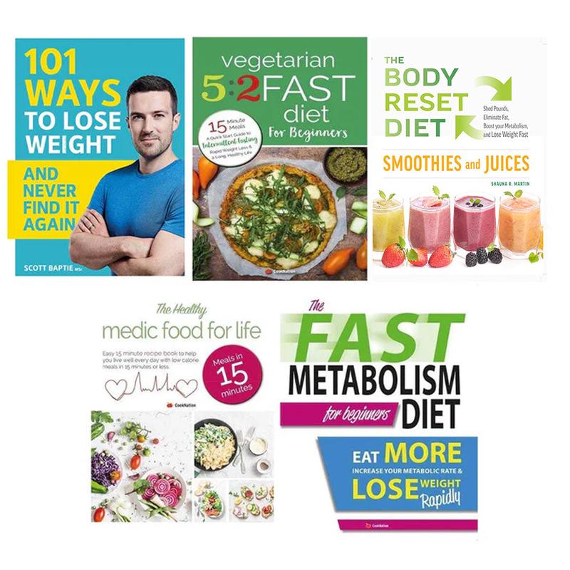 101 ways to lose weight, medic food for life, body reset diet smoothies, fast metabolism diet, vegetarian 5 2 fast diet 5 books collection set