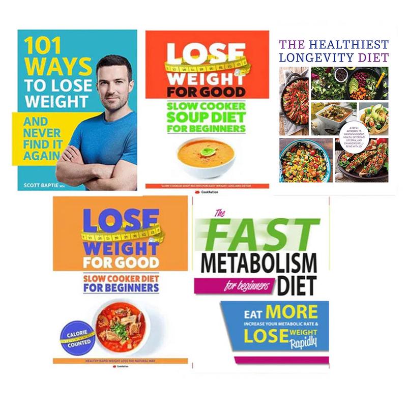 101 ways to lose weight, The Healthiest Longevity Diet, The Fast Metabolism Diet For Beginners, slow cooker diet, slow cooker soup diet for beginners 5 Books Collection Set
