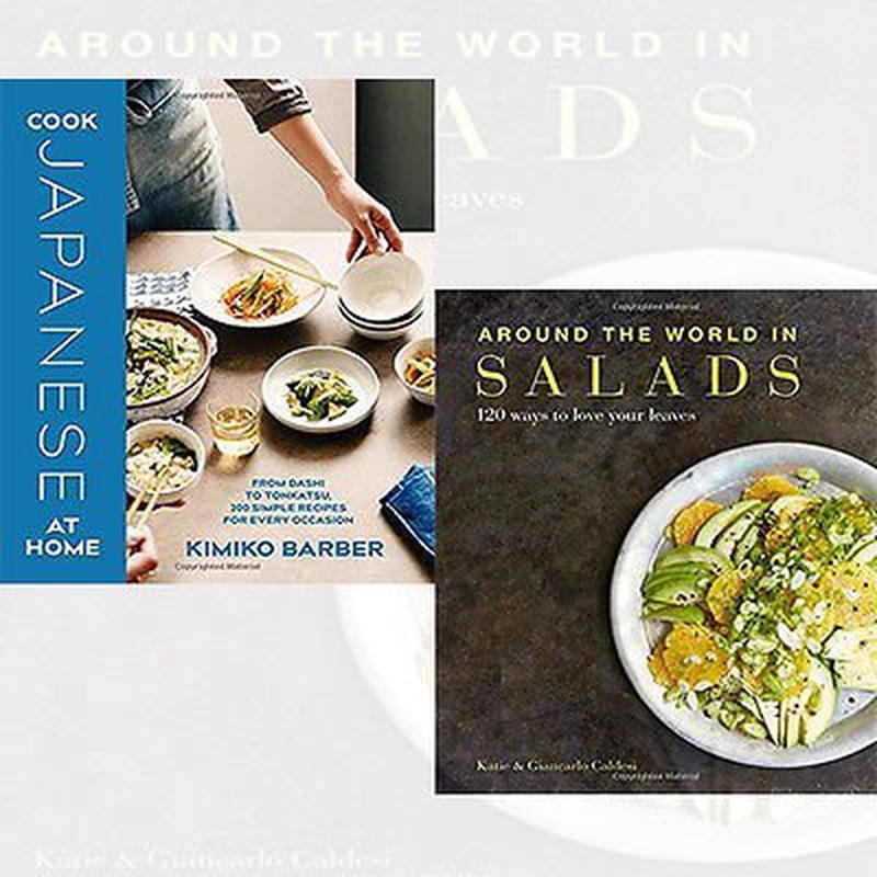 Cook Japanese at Home [Hardcover] and Around the World in Salads [Paperback] Collection 2 Books Bundle